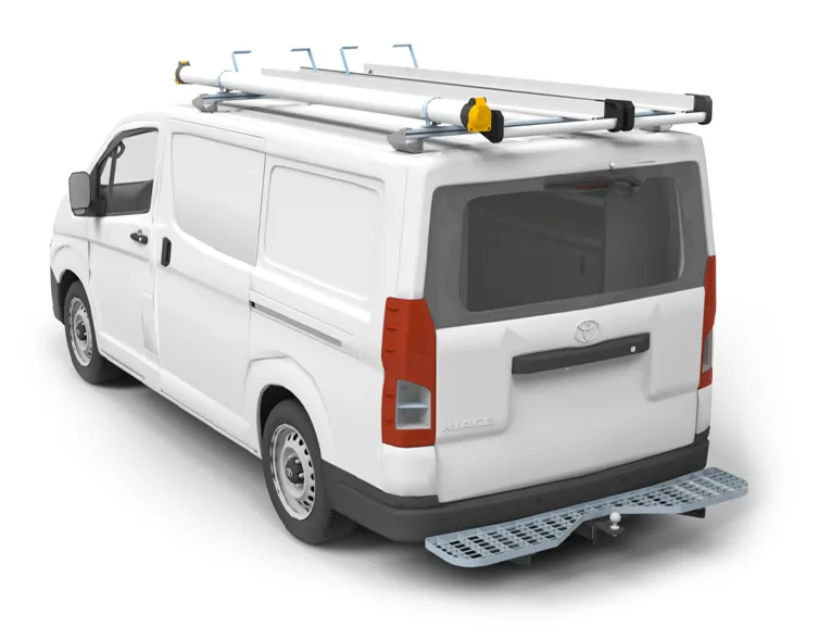 Enviroline van fitout with ladder racks and rear step